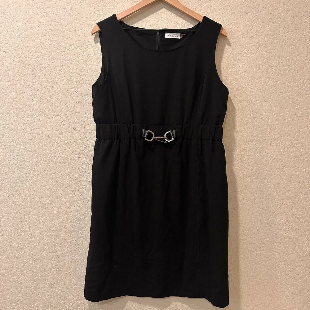 Calvin Klein Black Sleeveless Dress with Metal Hook Hardware Women's Size 14